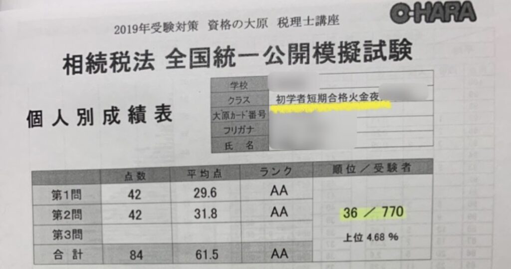 ☆消費税法☆資格の大原 税理士講座 全国統一公開/第1,2回直前予想模擬 